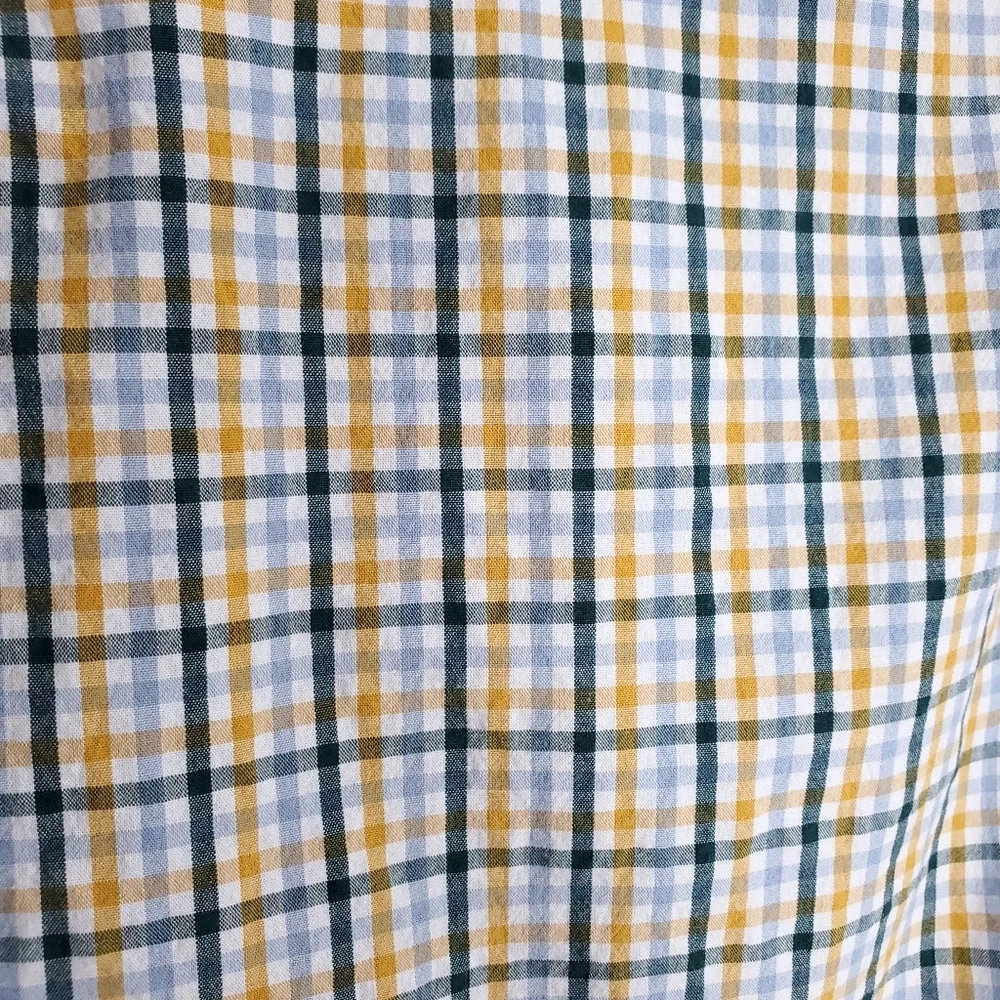 JCrew Flex Washed Green Yellow Plain Button Up Men's Cotton Shirt Size Large